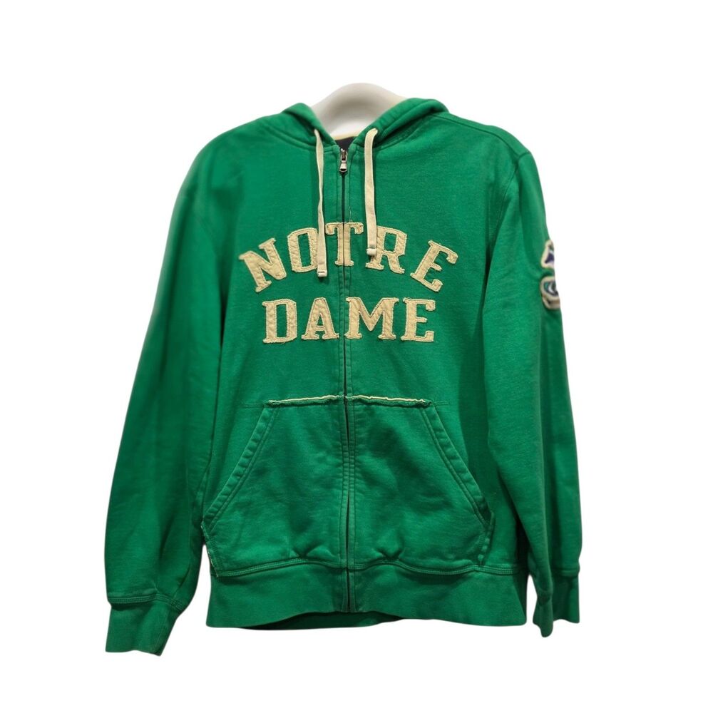 Adidas Notre Dame Fighting Irish Hoodie XS Unisex Green Full Zip Applique NCAA